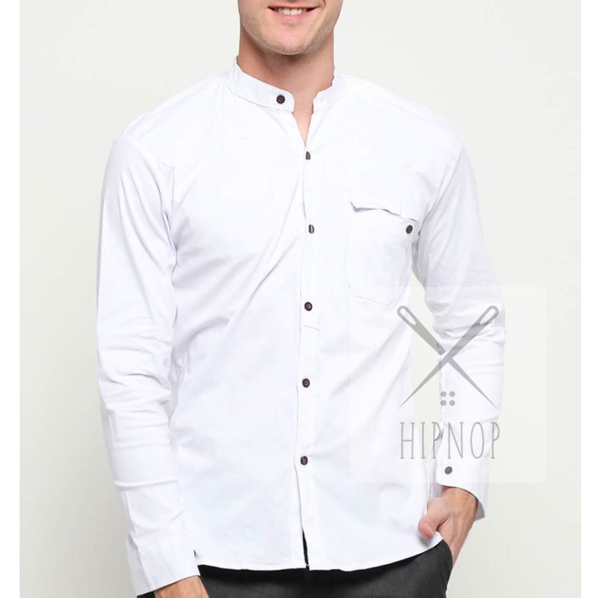 HipNop Kemeja Pria SIZE L Lengan Panjang SlimFit Atasan Pria Formal Kasual Polos Pakaian Cowok MIX