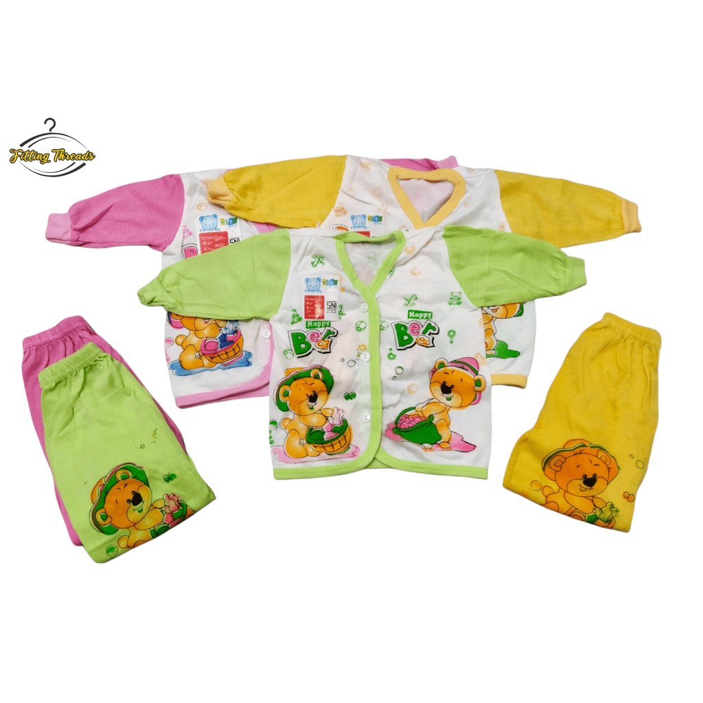 Setelan Baju Bayi Cowok Cewek Newborn Lengan Panjang Celana Panjang Kancing Depan 0-12 Bulan / Stelan Piyama Bayi Laki Laki Perempuan