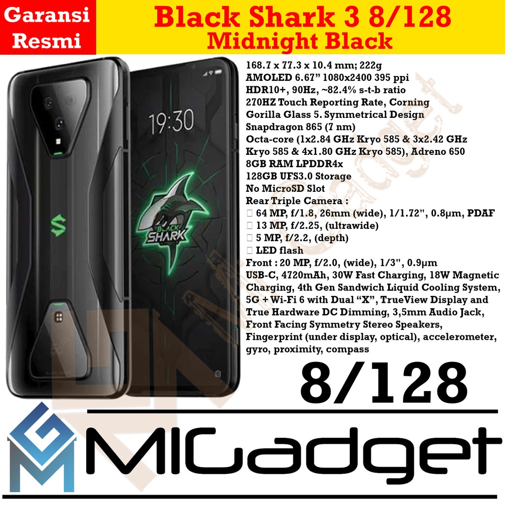 Blackshark 3 Black Shark 3 8/128 Garansi Resmi 1 Tahun
