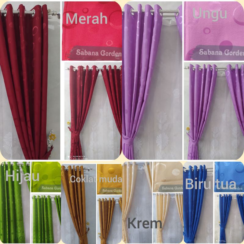 Gorden Jendela Minimalis Embos Volkadott Ready semua Warna motif  Bonita Model Smokring 5 Gelembung