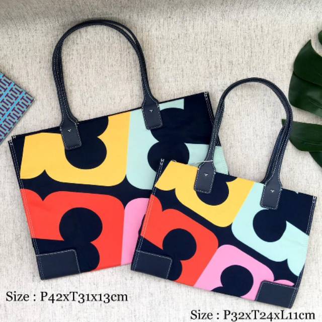Tory Burch Ella Printed Logo Tote small tas original authentic asli