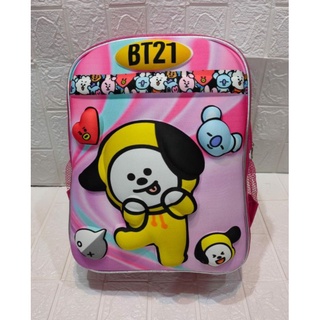 TROLI DAN TAS KARAKTER  BT21 ANAK PEREMPUAN TAS DORONG RODA #2