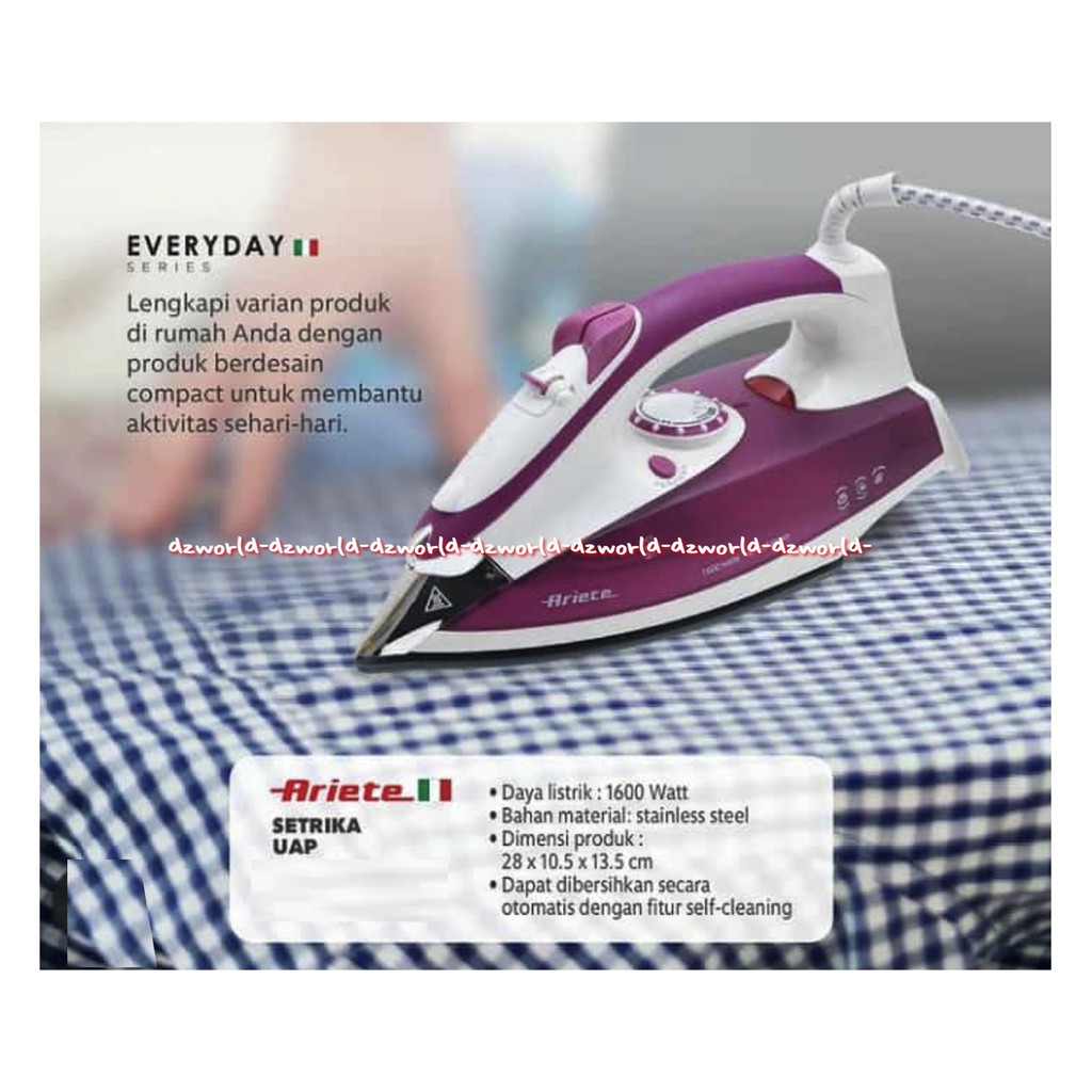 Ariete Setrika Uap Alat Gosok Baju Iron Steamer Ariette Strika Steam Ungu Purple Stimer Ariette