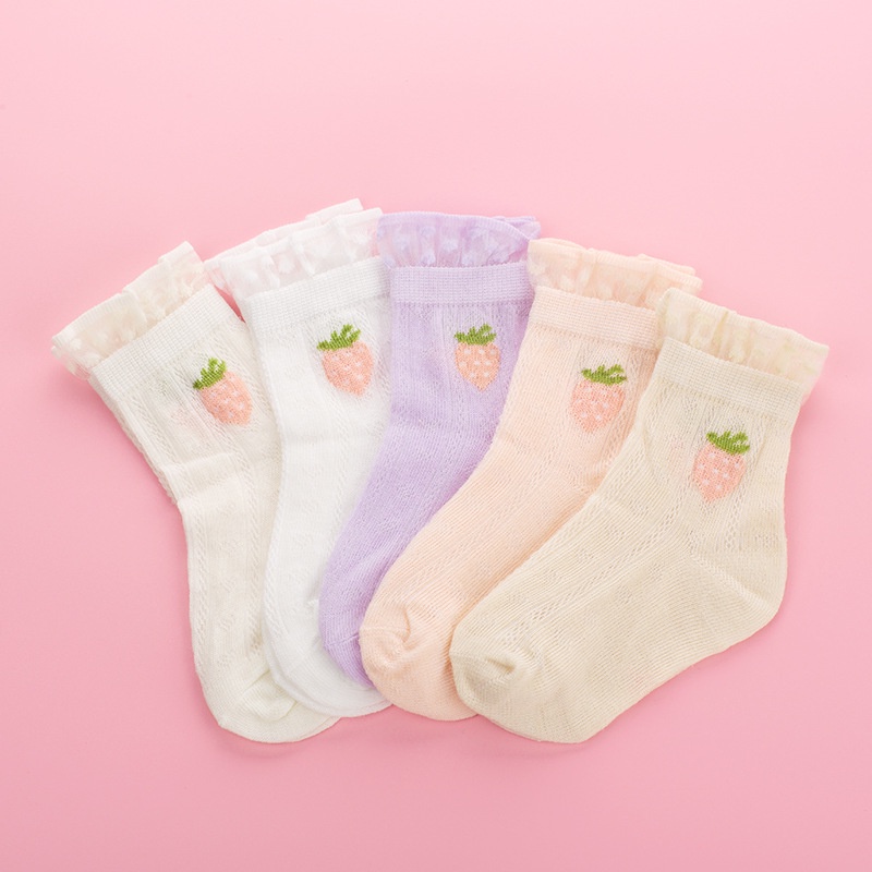 NEW Set kaos kaki  (1set isi 5 pcs) motif buah dan bunga