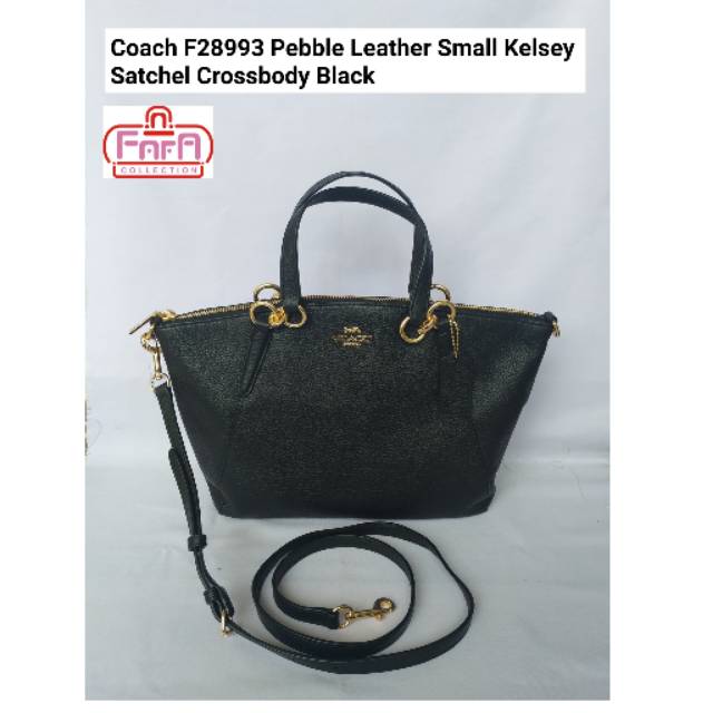 Coach F28993 Pebble Leather Small Kelsey Satchel Crossbody Black