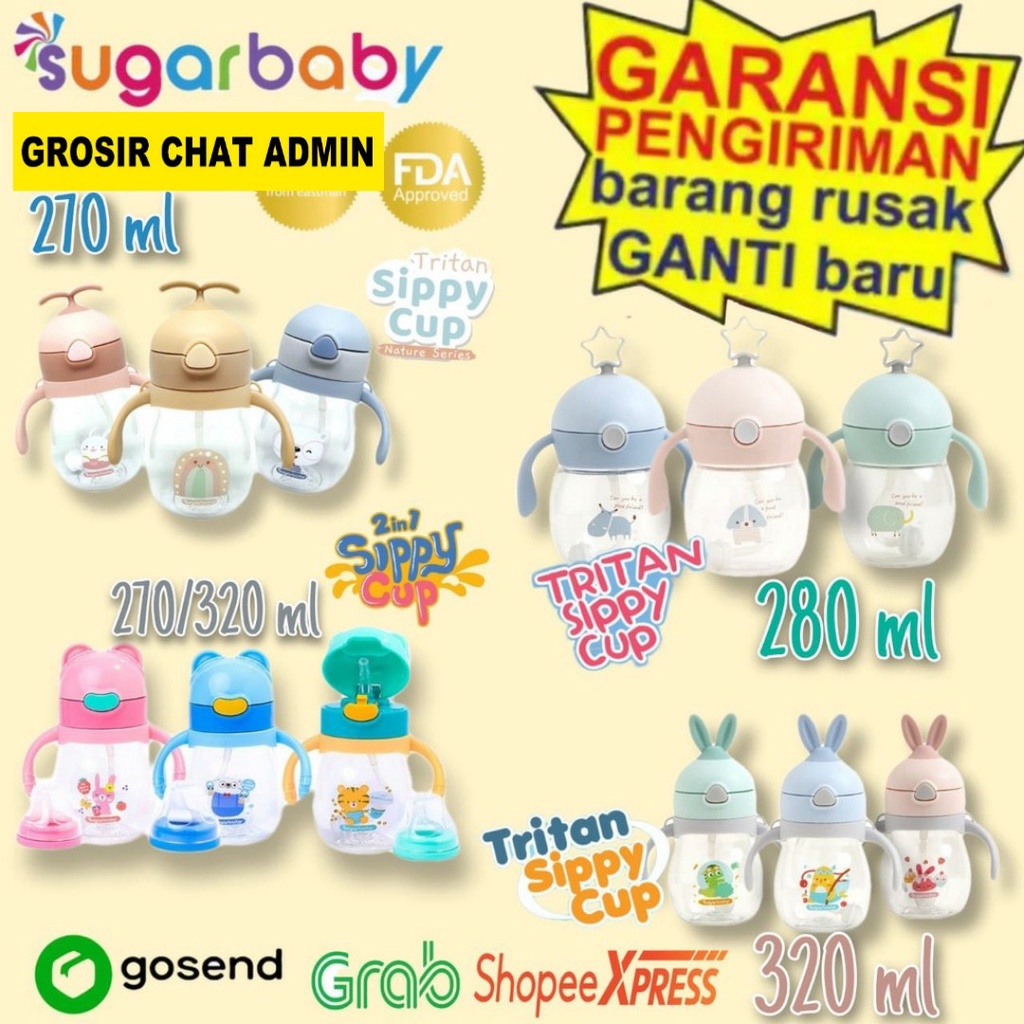 SIPPY CUP 2 IN 1 SUGAR BABY BOTOL MINUM TRITAN KID BOTTLE