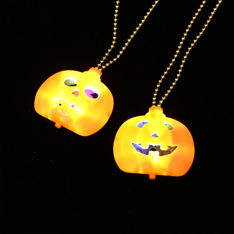 Kalung Liontin Bentuk Labu Halloween Dengan Led Untuk Dekorasi Dinding