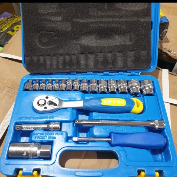 Lippro kunci sok set sock 21pcs 1/4 - 3/8 DR 6pt socket 21pcs