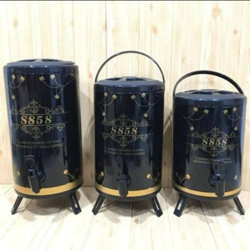 MILK TEA BUCKET TERMOS PANAS DINGIN 12 LITER STAINLESS MOTIF
