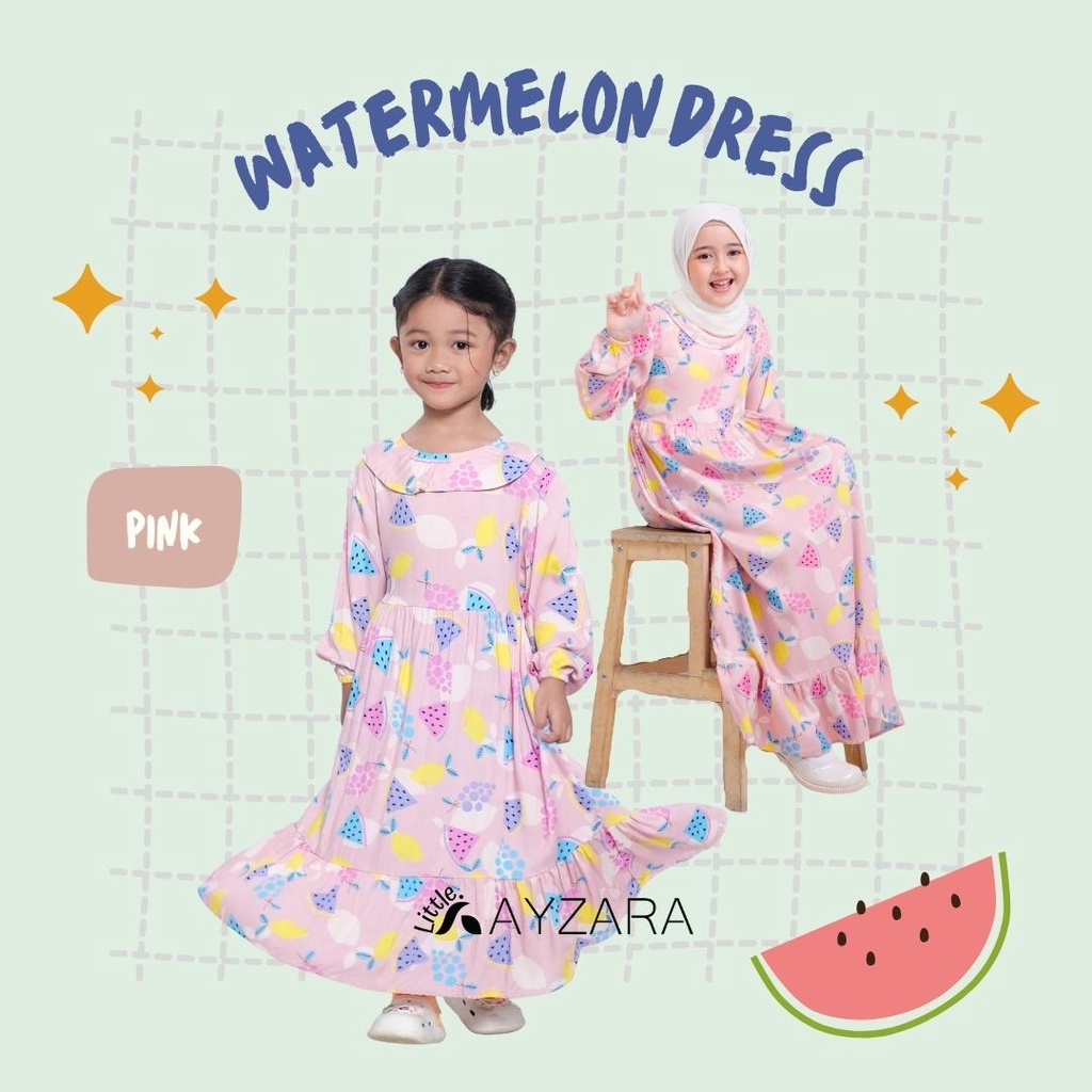 Dress anak perempuan usia 4-10 tahun Ayzara Dress Kids Rayon Premium