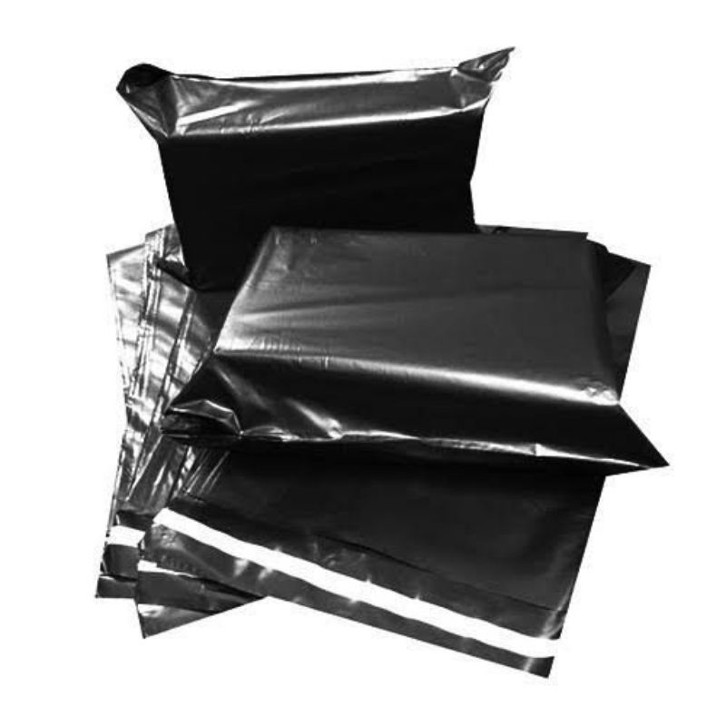 Plastik Polymailer Hitam LDPE [15x25] isi 100 pcs - Bungkus Plastik Packing Online Lem