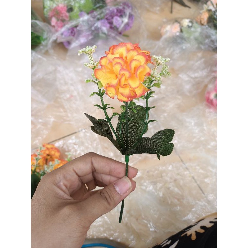 Marigold Bunga Plastik Artificial Dekorasi Rustic Hiasan Mahar Dried Flower Hampers Ringbox-Orens