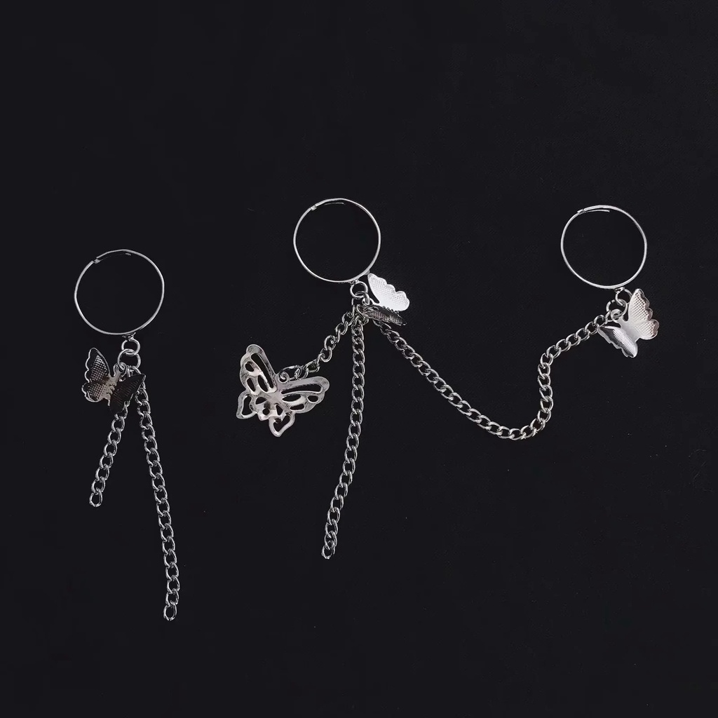 [ Fashion Multi-layer Punk Butterfly Chain Adjustable Open  Rings ][ Lovely Gifts Jewelry  For Girl Friends ]