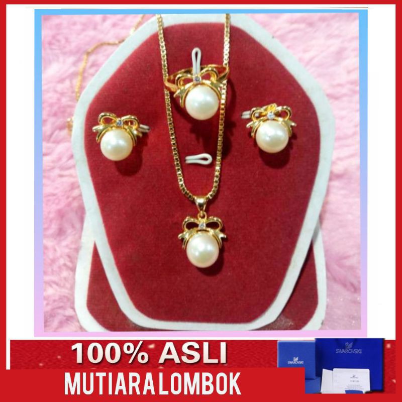 set mutiara laut asli lombok kalung mutiara air laut cincin mutiara air laut asli jewellery bangle