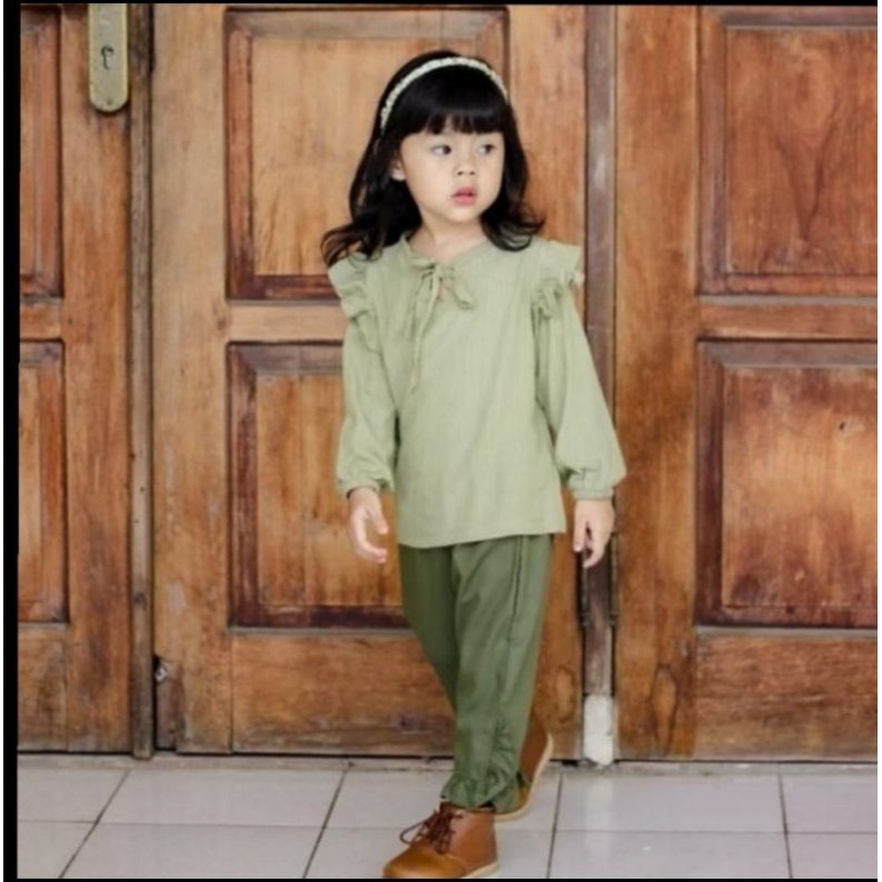 Blouse Pita Anak Perempuan 2-4 Tahun Sage All Size Rayon Krinkle