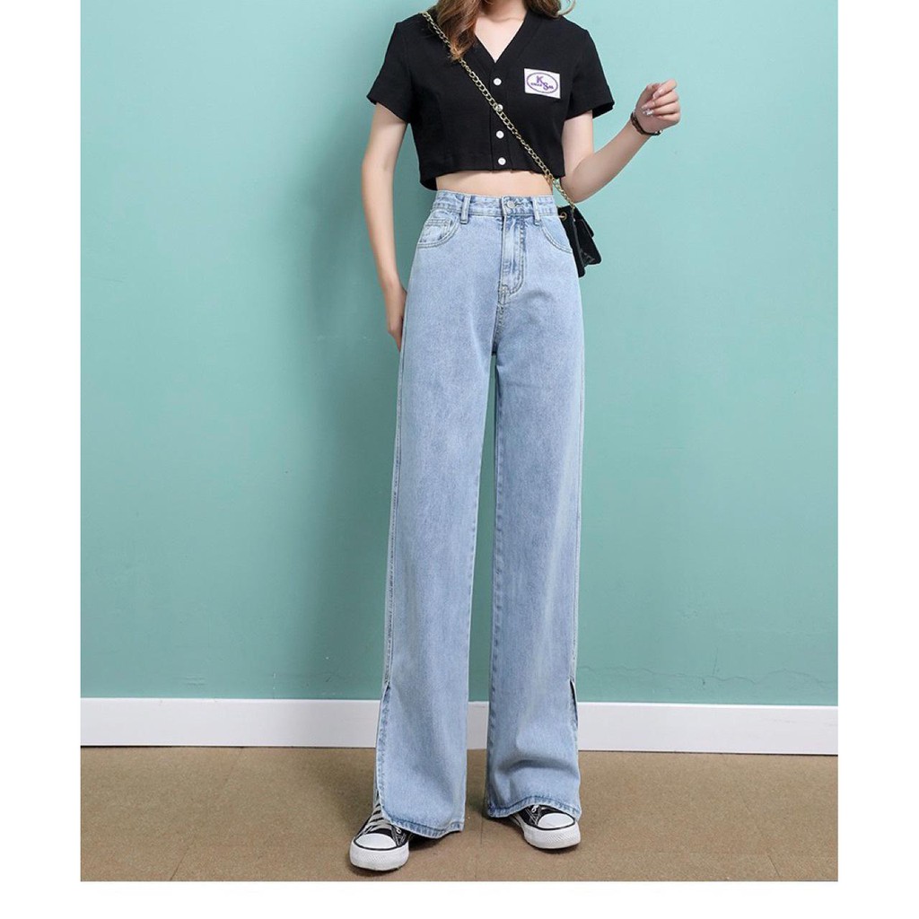 Celana Panjang High Waist Korean Straight Jeans Kulot