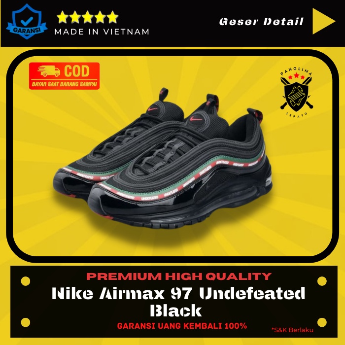 Sepatu Nike Airmax 97 Undefeated Black Sneakers Pria Sneaker Fashion Cowok Import Premium Original
