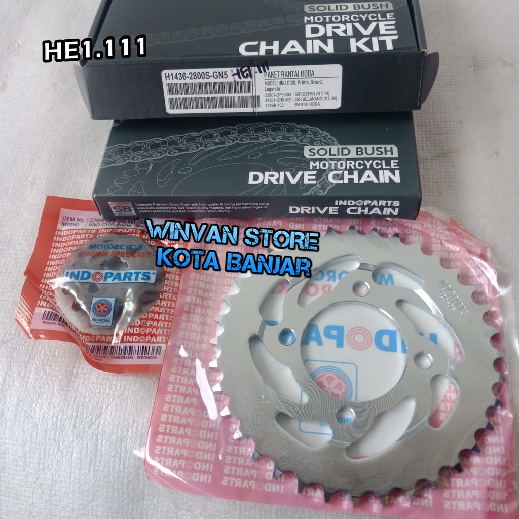 Gear depan + Gir belakang + Rantai gir set Astrea prima Grand Legenda 14T - 36T ORIGINAL INDOPART