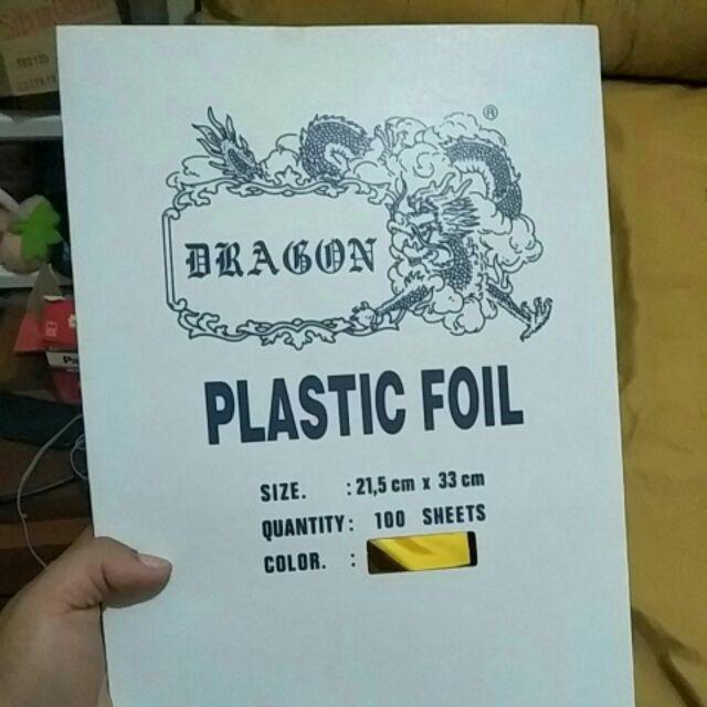 Plastik Foil Dragon Folio Isi 100 Lembar - Copy Paper Foil F4 Emas / Perak / Biru/ Hijau