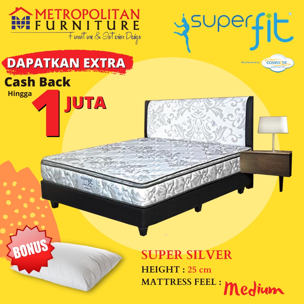 Kasur Springbed Comforta SuperFit Super Silver FULL SET Sandaran Anna