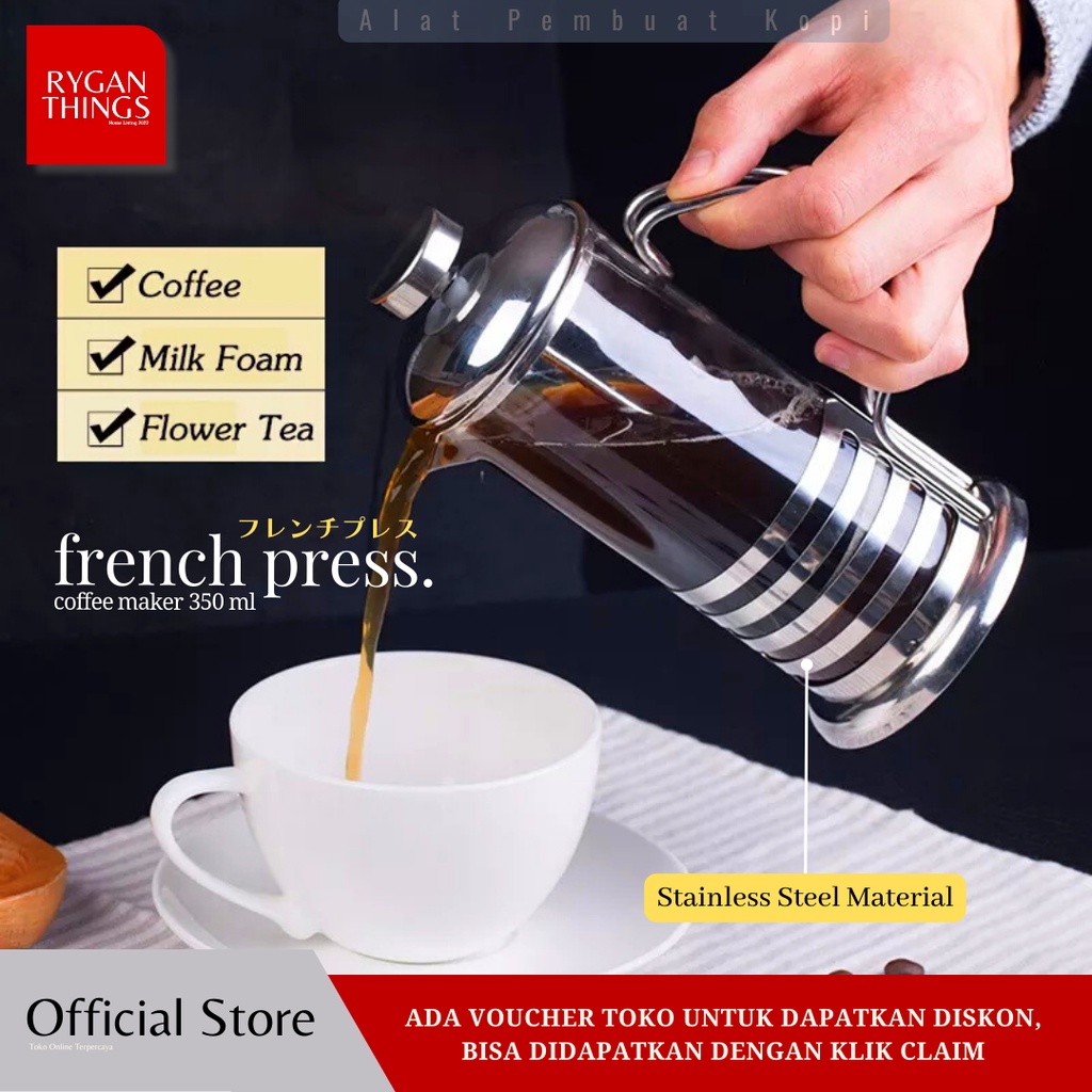 Jual Coffee Maker French Press Alat Pembuat Kopi 350 ml Shopee Indonesia