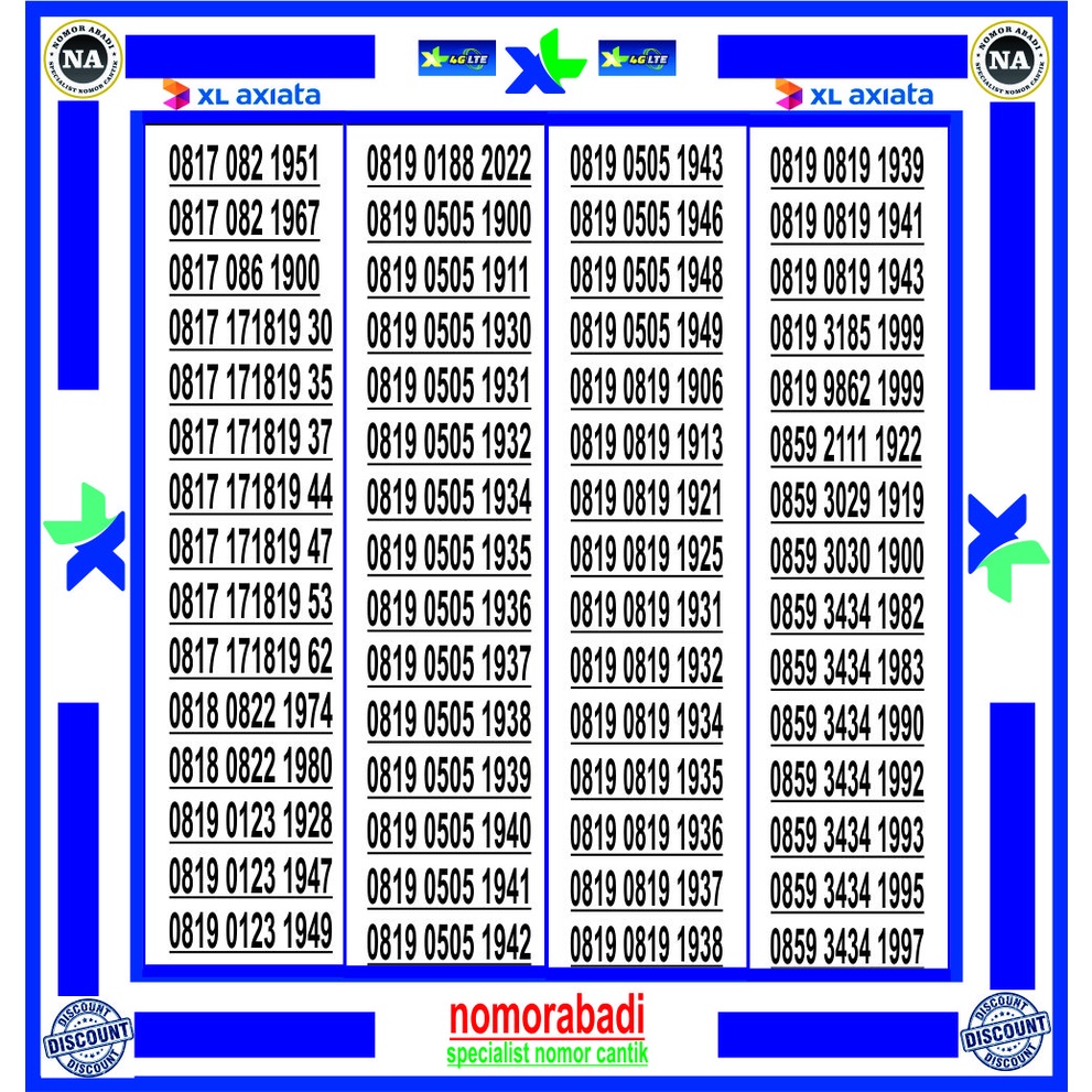 NOMOR CANTIK XL 4G 0878 6888 TAHUN