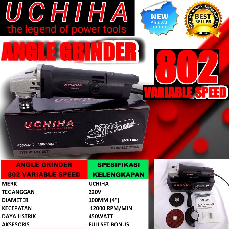 UCHIHA type UC 9500 gerinda tangan angle grinder gergaji poles amplas keramik besi full bonus
