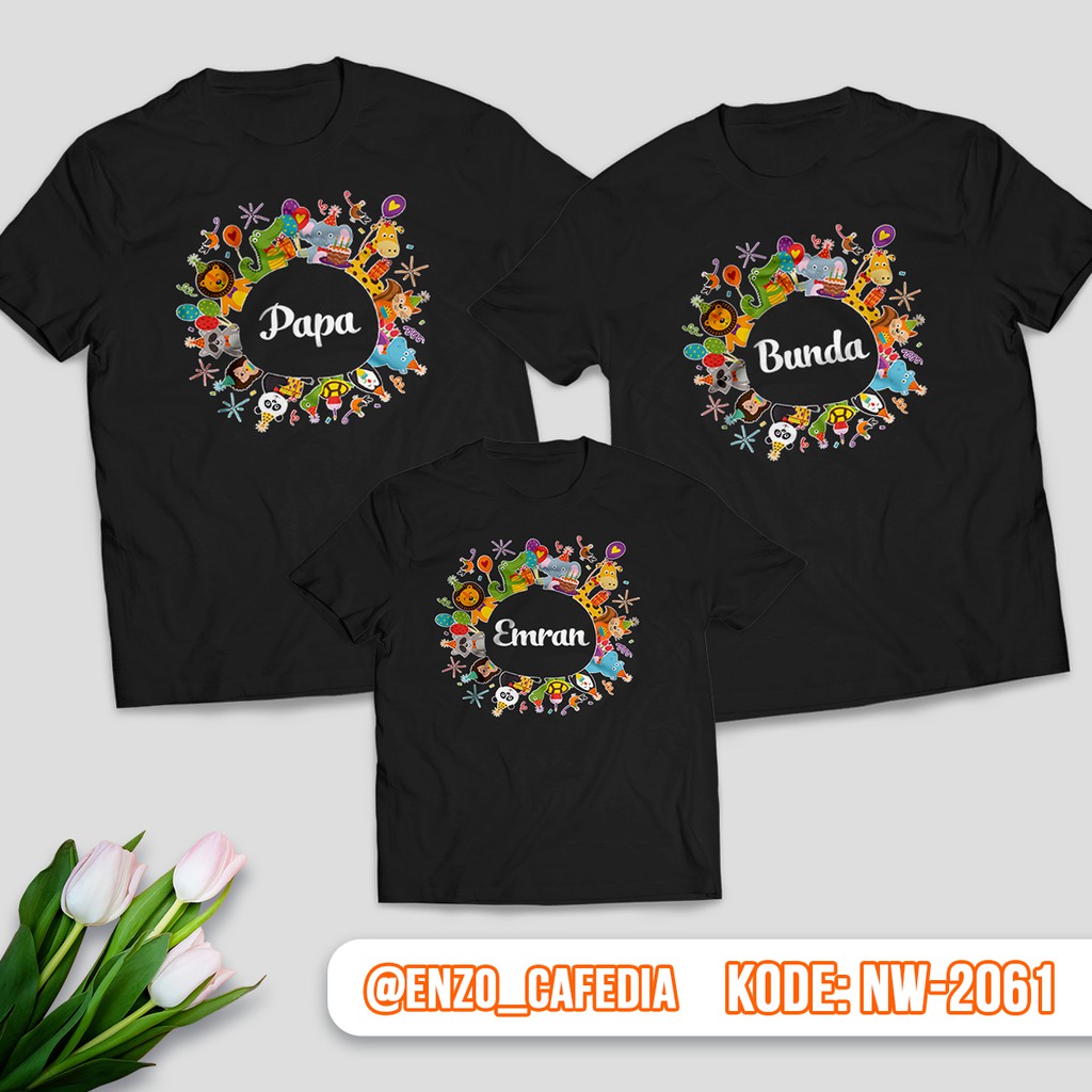 Baju Kaos Couple Keluarga Kaos Family Ulang Tahun Desain Kaos Animal Zoo Nw 2061 Gratis Custom Shopee Indonesia