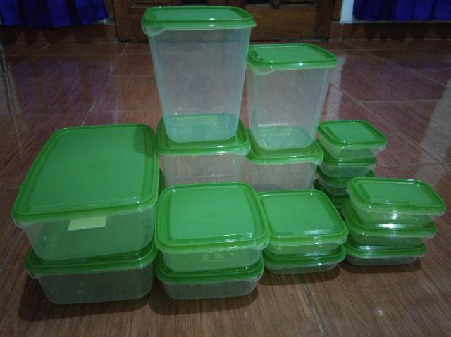 Tempat Makan Set Isi 17pc Transparan Hijau