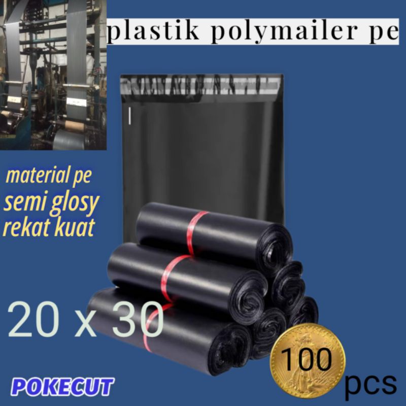 

Plastik Polymailer hitam pe 20 x 30 isi 100 lembar