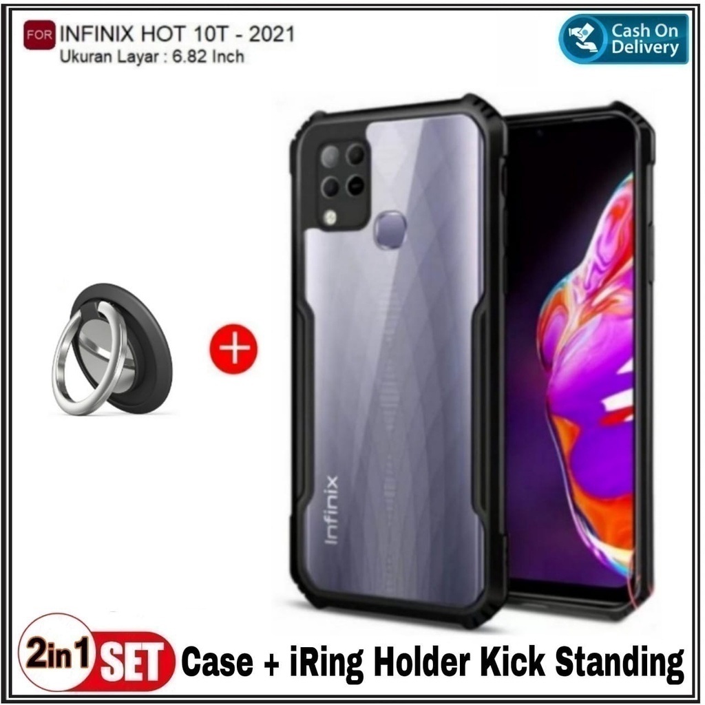Case Infinix Hot 10s , Infinix Hot 10, Hot 10T Soft Hard Tpu HD Transparan Fusion Shockprooft