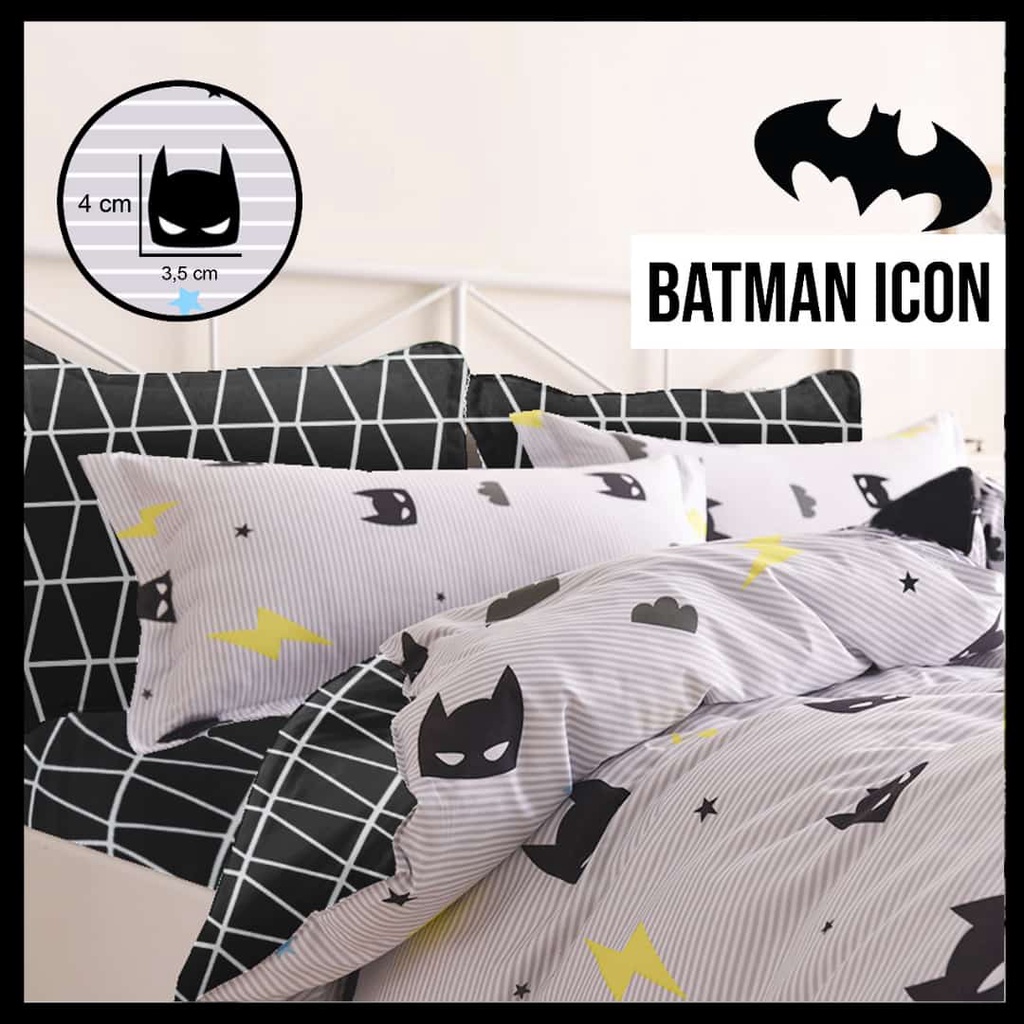 Bahan kain sprei meteran katun lokal CVC motif Batman Icon untuk anak