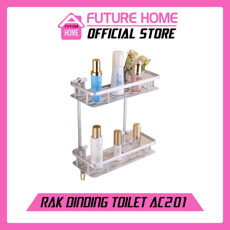 Rak Kamar Mandi Toilet Rack portable Tempat Sabun Aluminium Serbaguna Rak Sabun Handuk 2 Susun