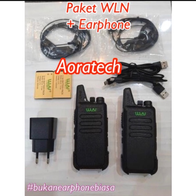 Walkie Talkie WLN HT KDC1 Radio KD C1 (isi 2pcs) Hitam 888s+EARPHONE