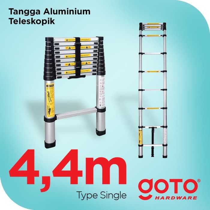 Tangga Lipat Aluminium Teleskopik 4.4M Single Telescopic Ladder 4.4 M