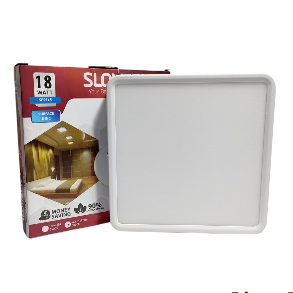 Sloveens Surface LED Panel Light Segi / LED Downlight Segi 18 Watt - Cahaya Putih &amp; Warm White