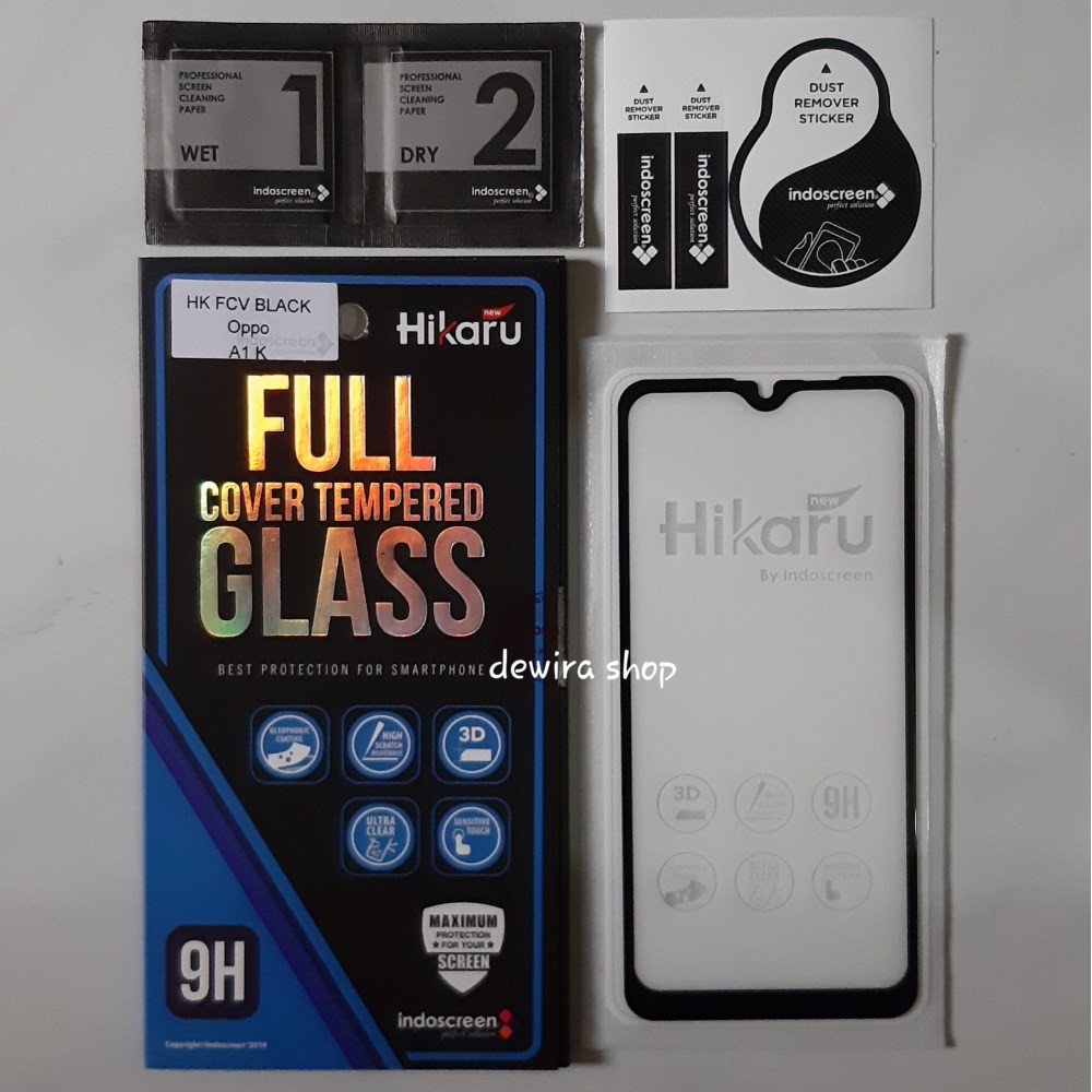 Tempered Glass Full Cover 3D Oppo A1k / Realme C2 Murah Berkualitas Premium Hikaru IndoScreen