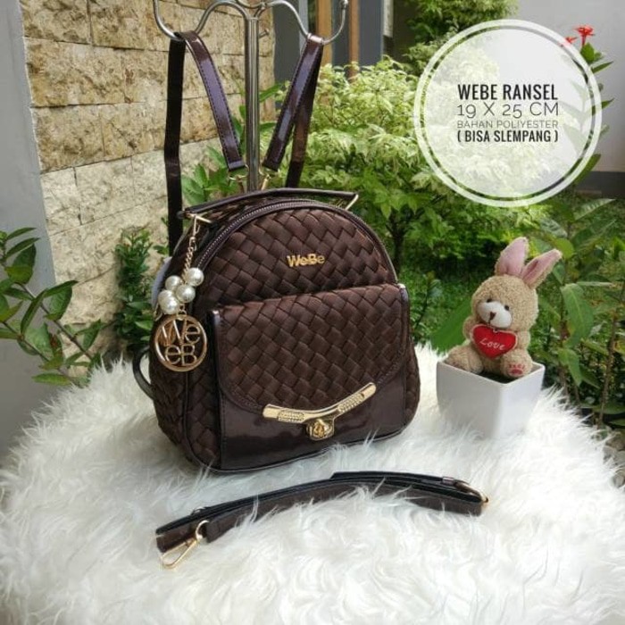 Tas Ransel   Selempang Wanita Branded Webe Real Pict Terbaru Coklat