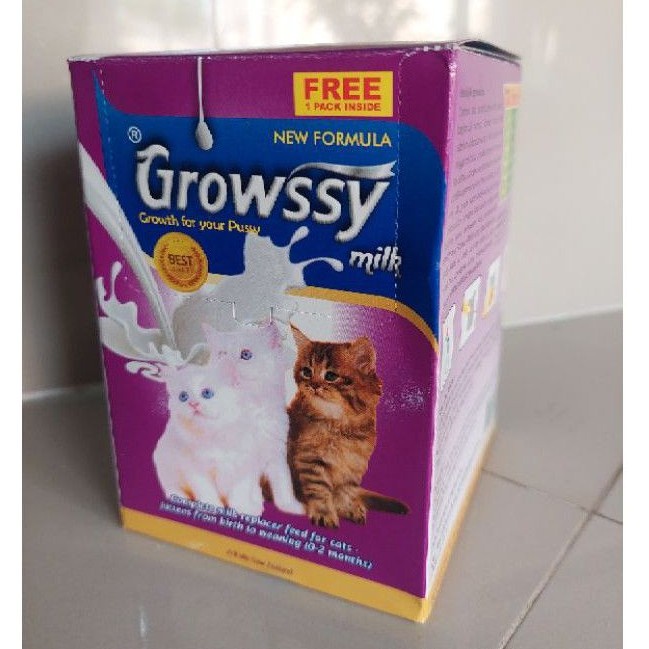 GROWSSY MILK 1 BOX 10 SACHET SUSU KUCING (0-2 BULAN) NEW FORMULA SUSU KUCING ANAK / DEWASA