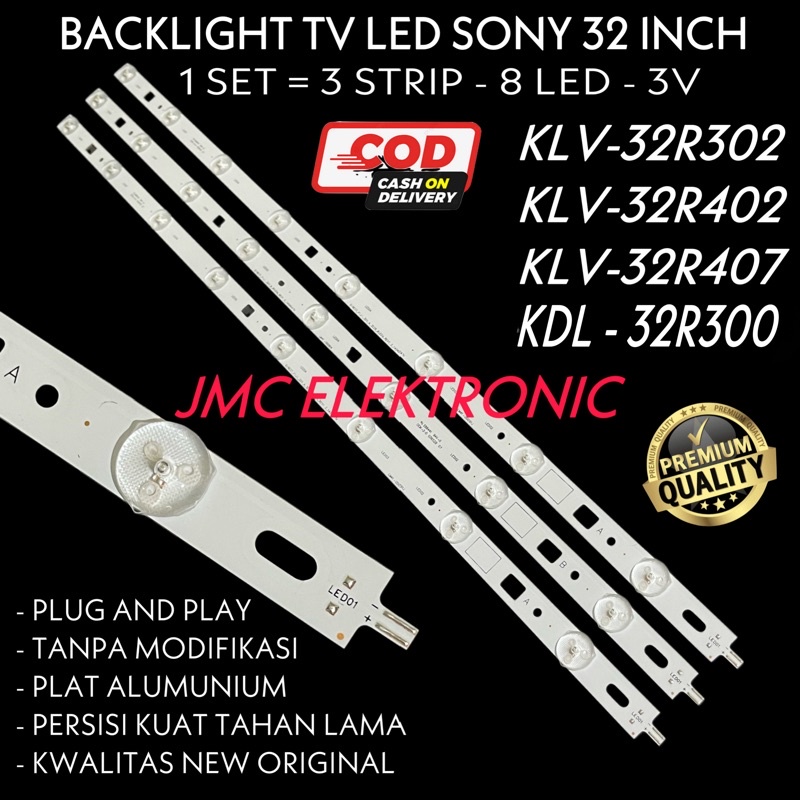 Backlight Tv Led Sony Klv32R302 Klv32R402 Klv32R407 Kdl32R300 Klv 32R302 32R402 32R407 Kdl 32R300 Lampu Bl 8k 3v