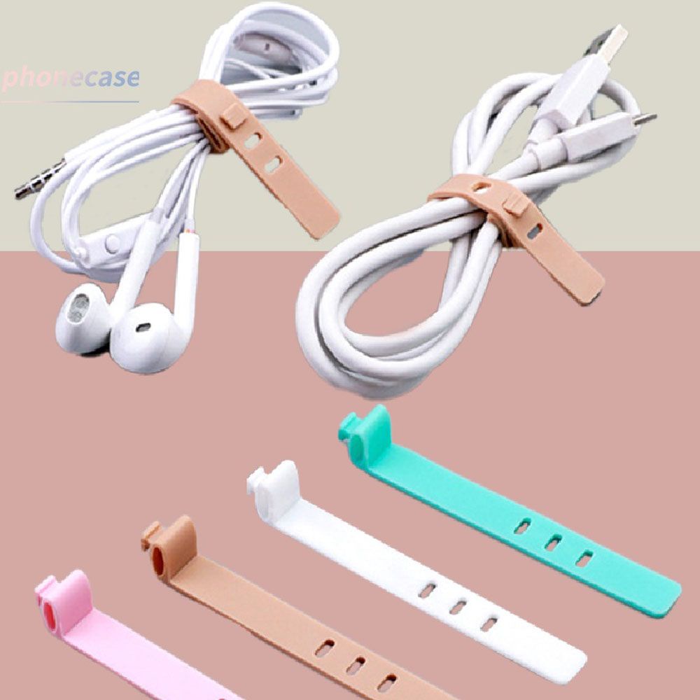 Klip Organizer Kabel Earphone / Headset / Charger Bahan Silikon Flexible Untuk Kantor