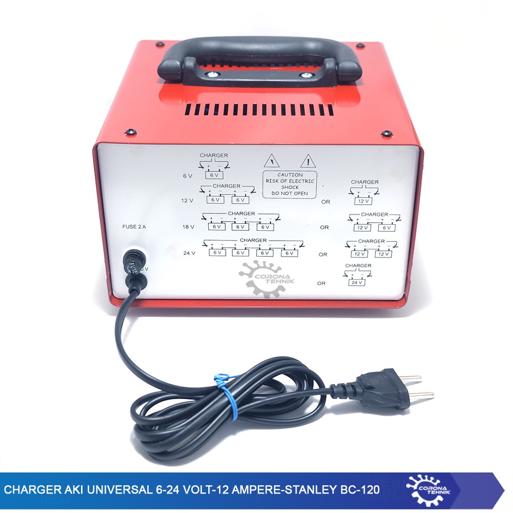 Charger Aki Universal 6-24 Volt - 12 Ampere - Stanley BC-120