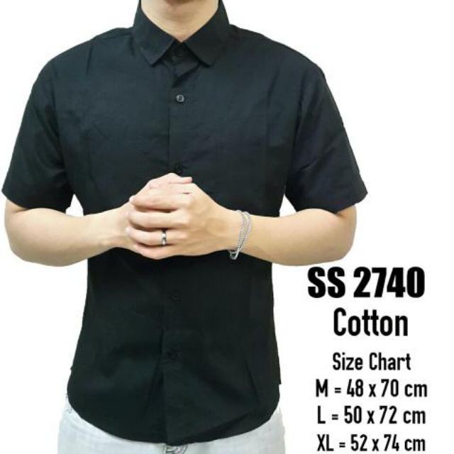 Kemeja Polos Pria Lengan Pendek Slimfit Kerja Cowok