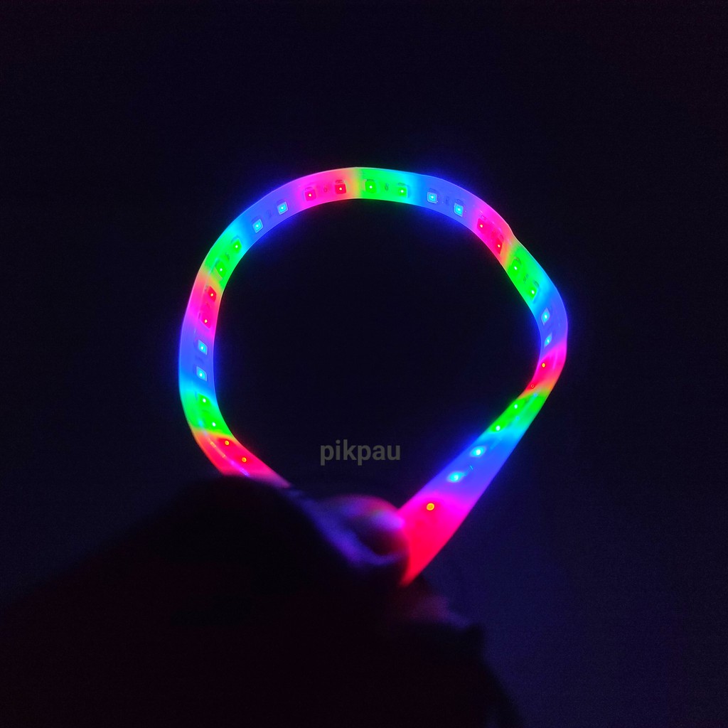 Lampu LED Strobo Strip Fleksibel 30cm Welcome Banyak Warna Waterproof Banyak Mode Warna Rainbow