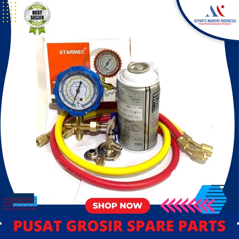 paket isi freon kulkas r134 ( manifold non siglass )