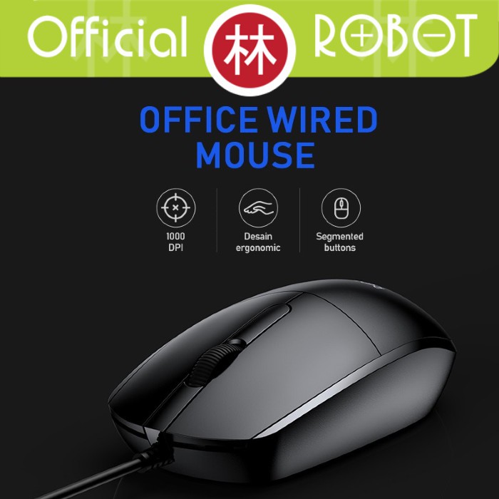 Robot M120 Office Wired Mouse 1000 DPI Ergonomic Design Anti Slip