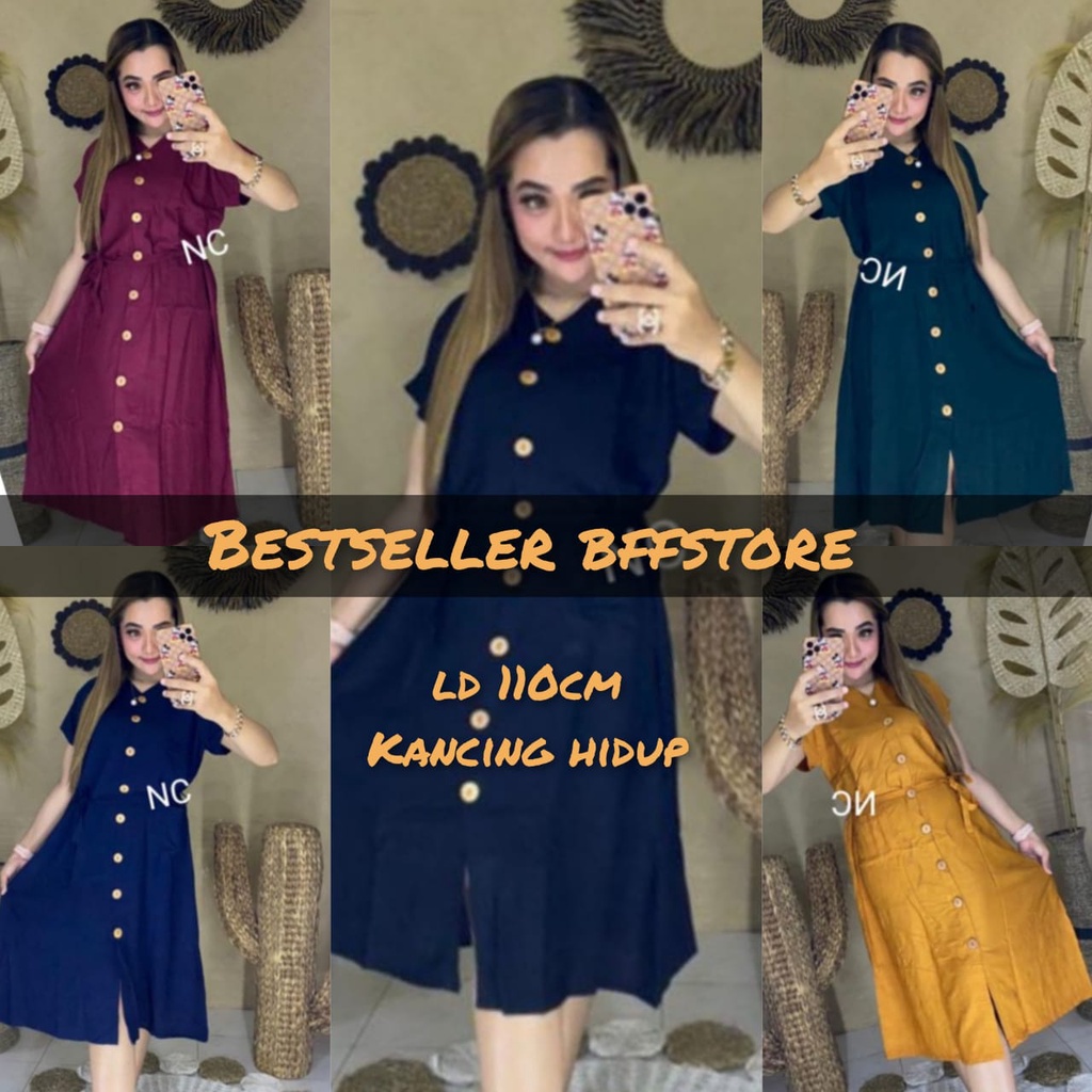 Daster Polos Full Kancing Dres Polos Kancing Depan Bahan Rayon Daster Kekinian Terbaru
