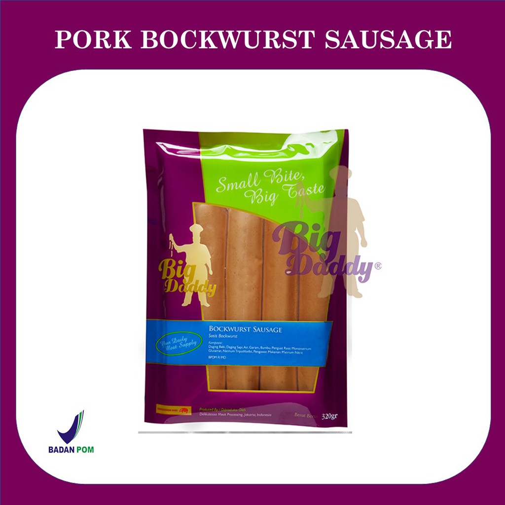 

BIGDADDY PORK BOCKWURST SAUSAGE SOSIS BABI BOCKWURST JUMBO SOSIS HOTEL 320 GR
