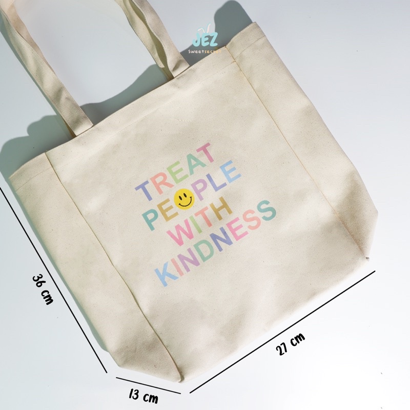 CUSTOM TOTEBAG KANVAS NCIT KOREA LUCU BEAR QUOTE MOTIVASI TAS LAPTOP TAS KERJA SERBA GUNA NCIT