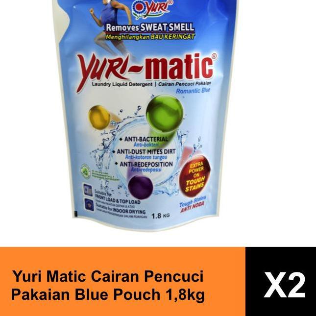 [KODE BARU 036] Yuri Matic Cairan Pencuci Pakaian Blue Pouch 1,8 kg x 2 pcs TERBARU